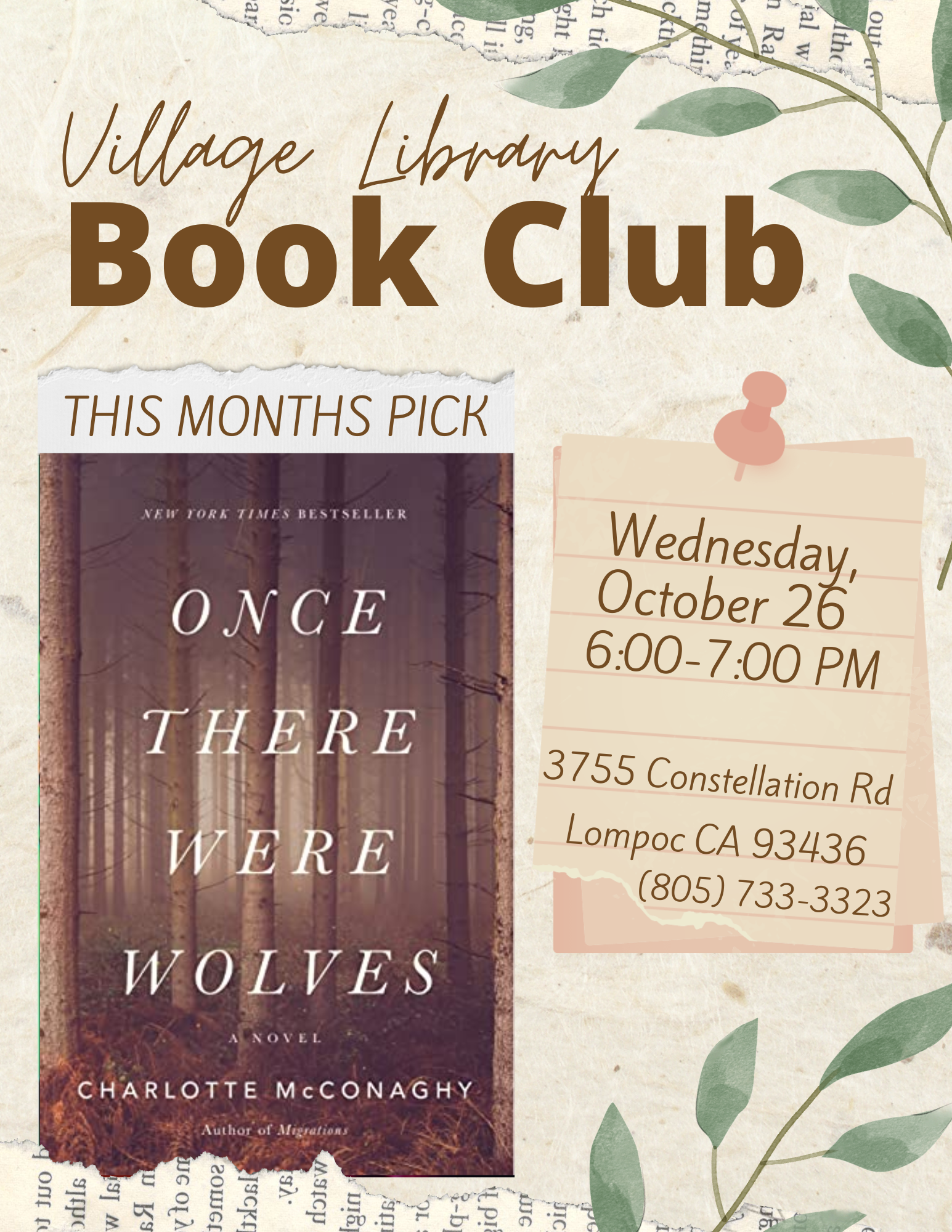 October book club flyer