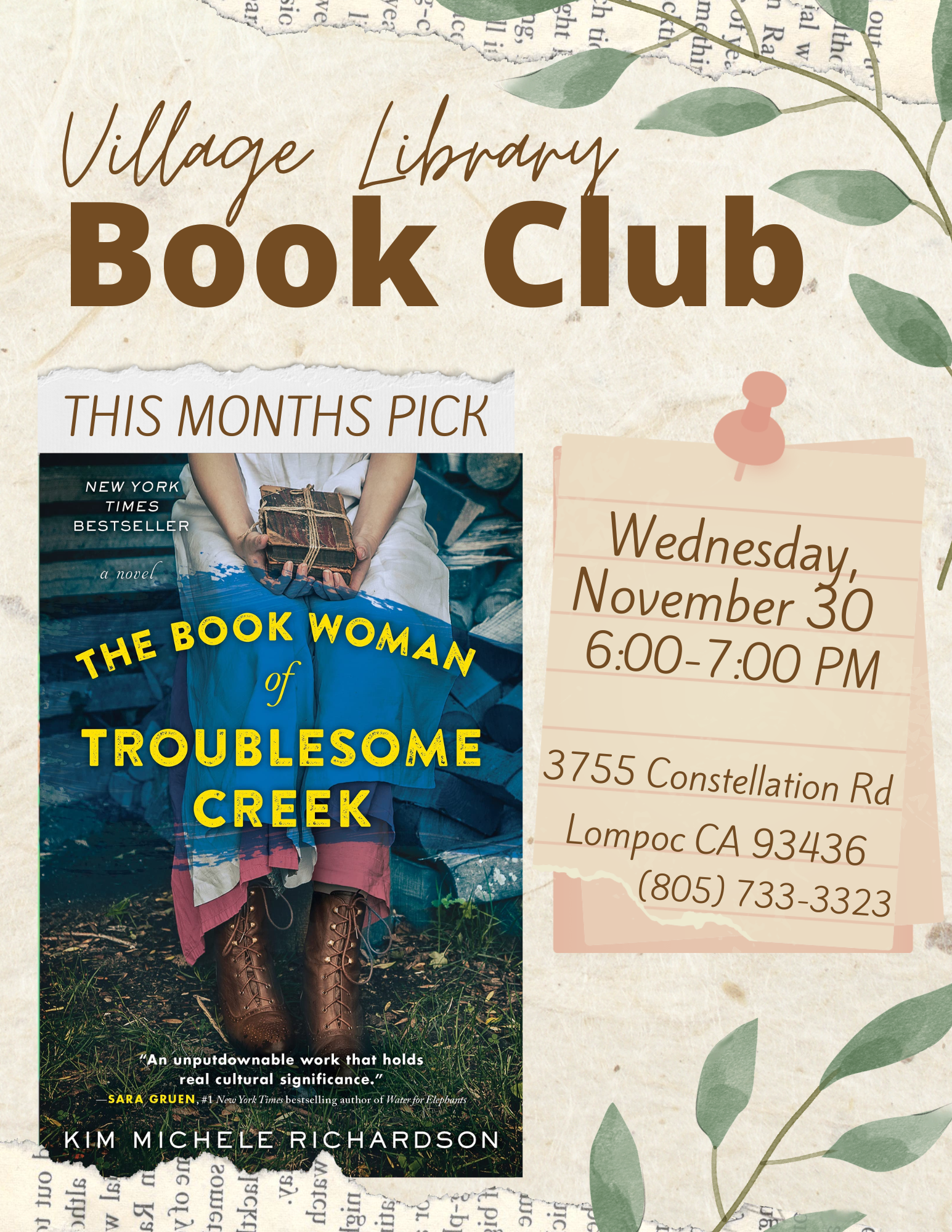 November book club flyer