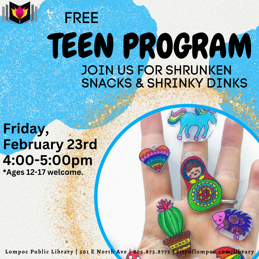 Shrinky Dinks Teen Program Flyer